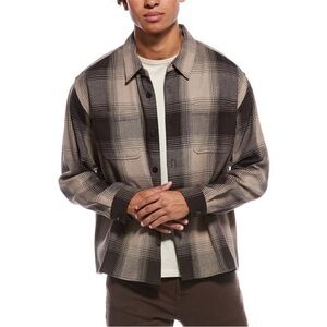 Frame Denim Men’s Chunky Plaid Black and Tan Shirt Size Large